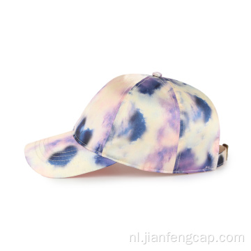 Blanco, kleurrijke tie-dye satijnen baseballpet